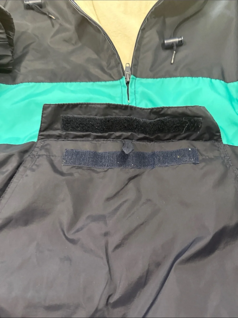 Women/Men's Navy Windbreaker Jacket with Teal Stripe